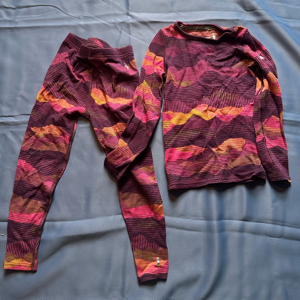 Kids Smartwool base layer set size xxs top and pants merino wool